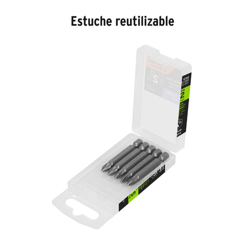 Estuche con 5 puntas pozidriv PZ2 largo 2', Truper Expert | PUDE-2202 | 12162
