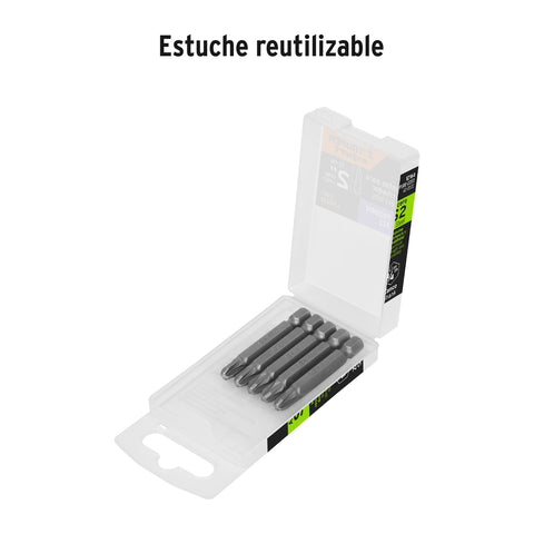 Estuche con 5 puntas pozidriv PZ3 largo 2', Truper Expert | PUDE-2203 | 12164