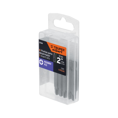 Estuche con 5 puntas pozidriv PZ3 largo 2', Truper Expert | PUDE-2203 | 12164
