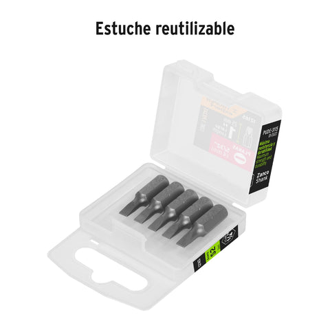 Estuche con 5 puntas planas de 5/32' largo 1', Truper Expert | PUDE-3115 | 12165