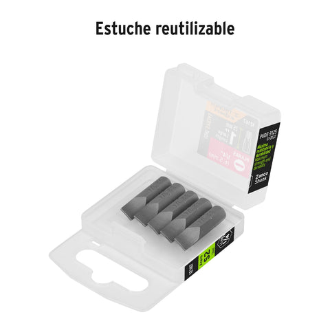 Estuche con 5 puntas planas de 1/4' largo 1', Truper Expert | PUDE-3125 | 12167