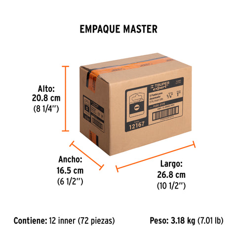Estuche con 5 puntas planas de 1/4' largo 1', Truper Expert | PUDE-3125 | 12167