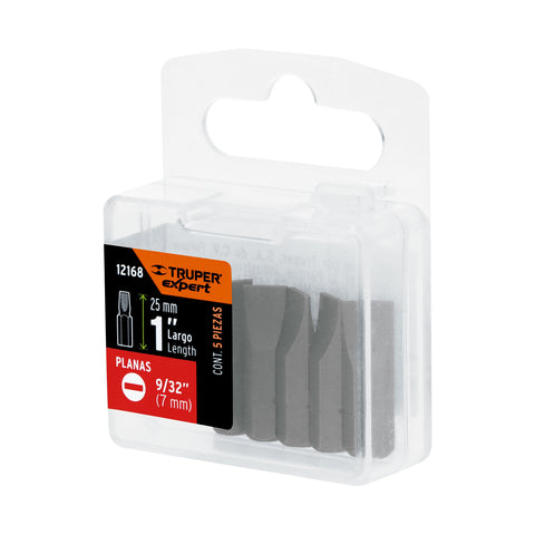 Estuche con 5 puntas planas de 9/32' largo 1', Truper Expert | PUDE-3128 | 12168