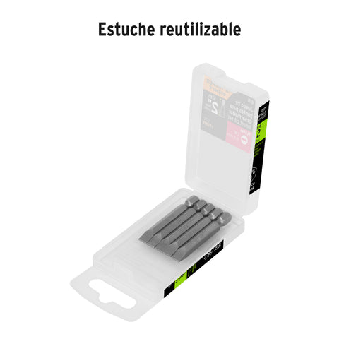 Estuche con 5 puntas planas de 1/4' largo 2', Truper Expert | PUDE-3225 | 12171