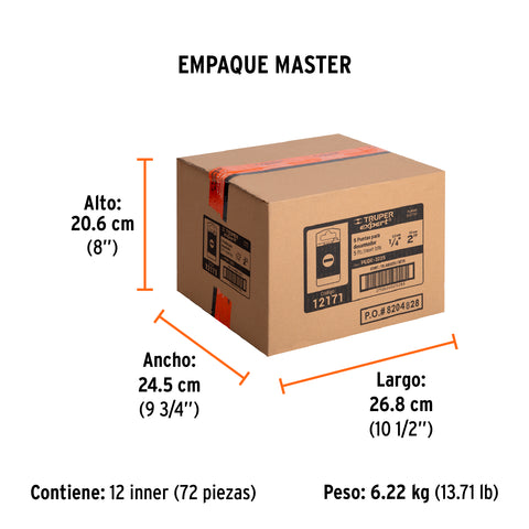 Estuche con 5 puntas planas de 1/4' largo 2', Truper Expert | PUDE-3225 | 12171