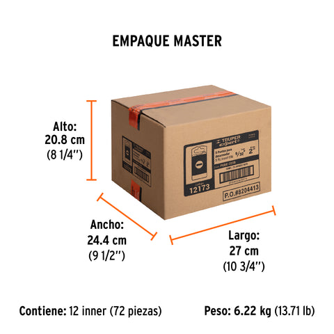Estuche con 5 puntas planas de 9/32' largo 2', Truper Expert | PUDE-3228 | 12173