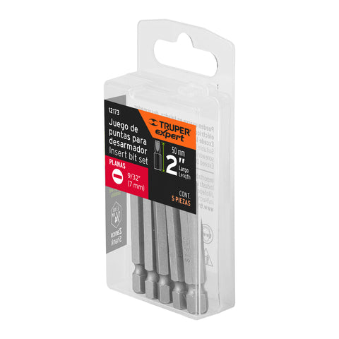 Estuche con 5 puntas planas de 9/32' largo 2', Truper Expert | PUDE-3228 | 12173