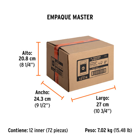 Estuche con 5 puntas planas de 5/16' largo 2', Truper Expert | PUDE-3231 | 12174