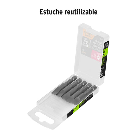 Estuche con 5 puntas planas de 3/8' largo 2', Truper Expert | PUDE-3227 | 12176