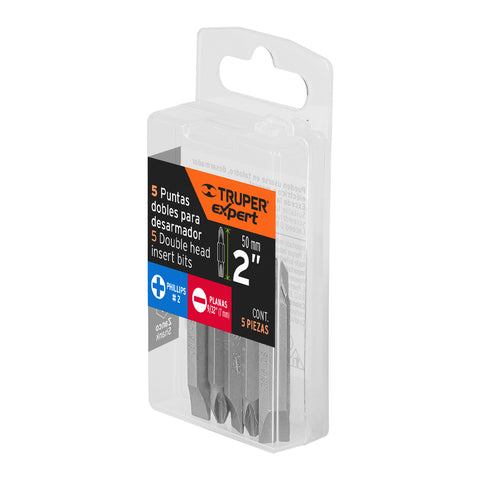 Estuche con 5 puntas dobles PH2 y 9/32' largo 2', Expert | PUDE-4202 | 12179