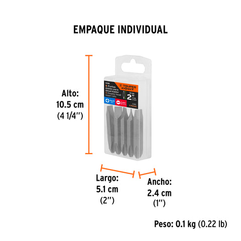 Estuche con 5 puntas dobles PH3 y 5/16' largo 2', Expert | PUDE-4203 | 12180