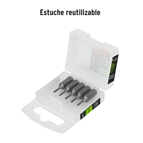 Estuche con 5 puntas torx T6 largo 1', Truper Expert | PUDE-5106 | 12186