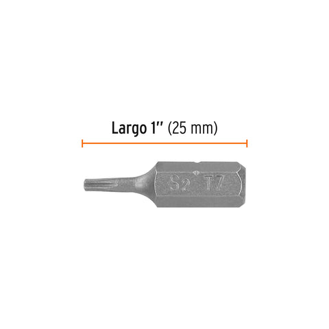 Estuche con 5 puntas torx T7 largo 1', Truper Expert | PUDE-5107 | 12191