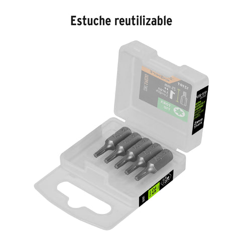 Estuche con 5 puntas torx T10 largo 1', Truper Expert | PUDE-5110 | 12197