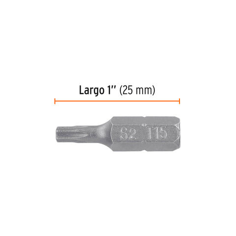 Estuche con 5 puntas torx T15 largo 1', Truper Expert | PUDE-5115 | 12198