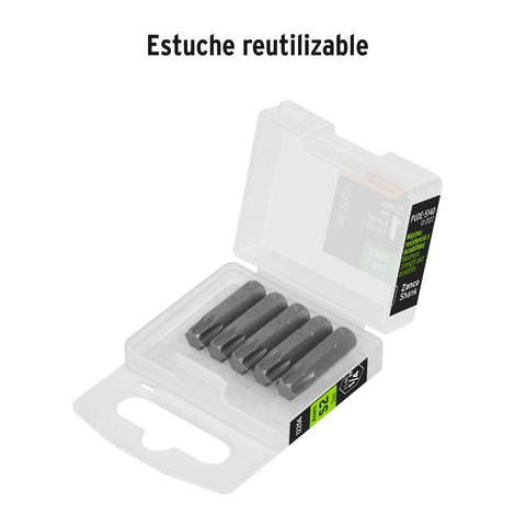 Estuche con 5 puntas torx T40 largo 1', Truper Expert | PUDE-5140 | 12206