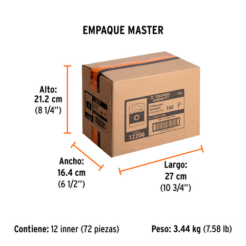 Estuche con 5 puntas torx T40 largo 1', Truper Expert | PUDE-5140 | 12206