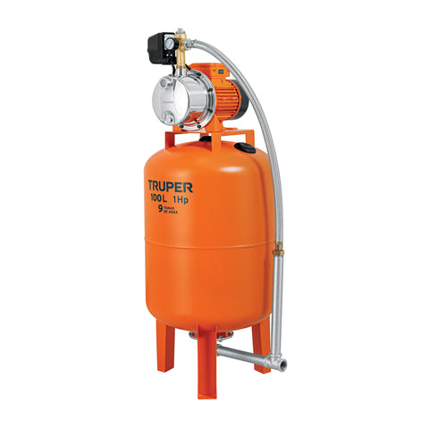 Equipo hidroneumático 100L, jet inoxidable 1 HP, TRUPER | HIDR-1X100 | 12255