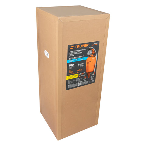 Equipo hidroneumático 100L, jet inoxidable 1 HP, TRUPER | HIDR-1X100 | 12255