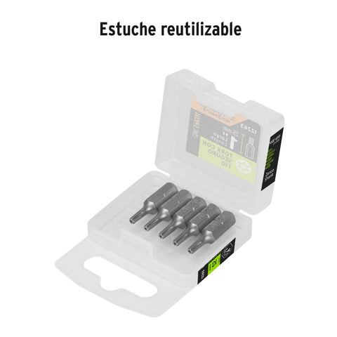 Estuche con 5 puntas torx T10 con seguro largo 1', Expert | PUDE-6110 | 12263