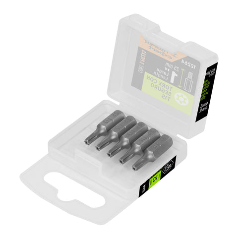 Estuche con 5 puntas torx T15 con seguro largo 1', Expert | PUDE-6115 | 12264