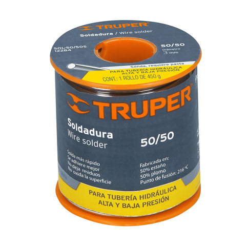 Soldadura sólida 50/50 para tubería hidráulica, 450 g | SOL-50/50S | 12284