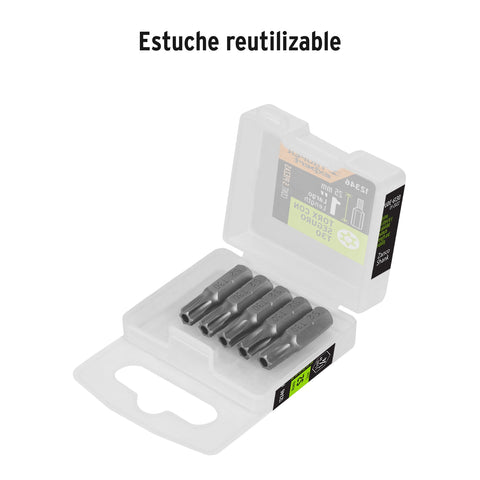 Estuche con 5 puntas torx T30 con seguro largo 1', Expert | PUDE-6130 | 12346