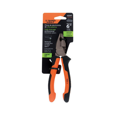 Pinza para electricista 6' alta palanca, Comfort Grip,Expert | T201-6X | 12347