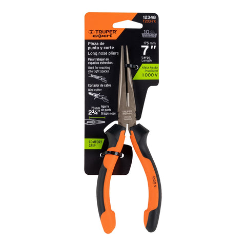 Pinza punta y corte 7' mango Comfort Grip, Truper Expert | T203-7X | 12348