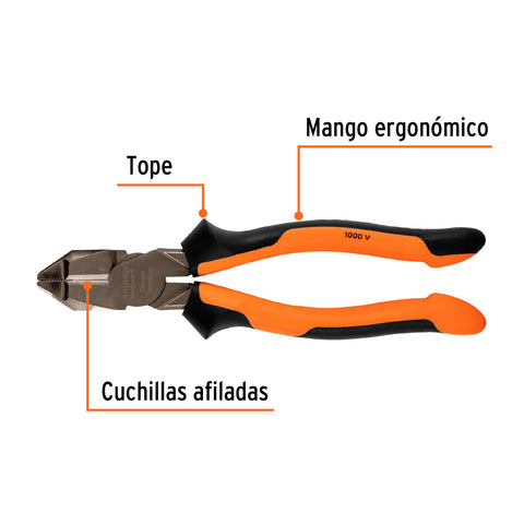 Pinza electricista 8' uso rudo, alta palanca, Comfort Grip | T200-8X | 12350
