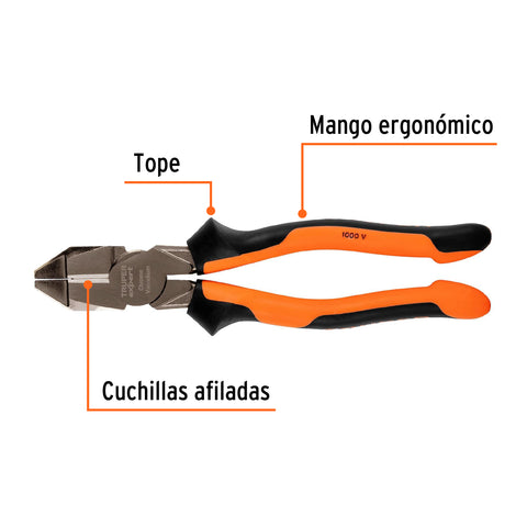 Pinza electricista 9' uso rudo, alta palanca, Comfort Grip | T200-9X | 12351
