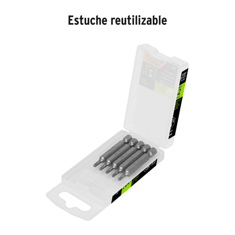 Estuche con 5 puntas torx T10 con seguro largo 2', Expert | PUDE-6210 | 12357