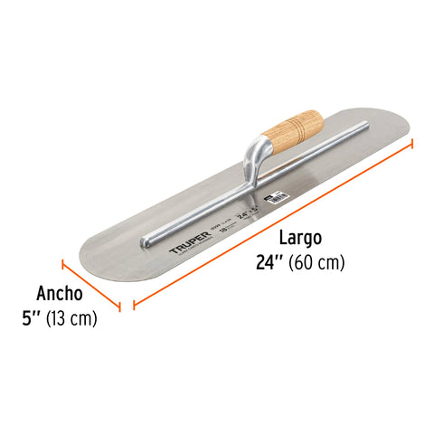 Llana canto redondo 24' x 5' con mango de madera, Truper | LLA-24 | 12399