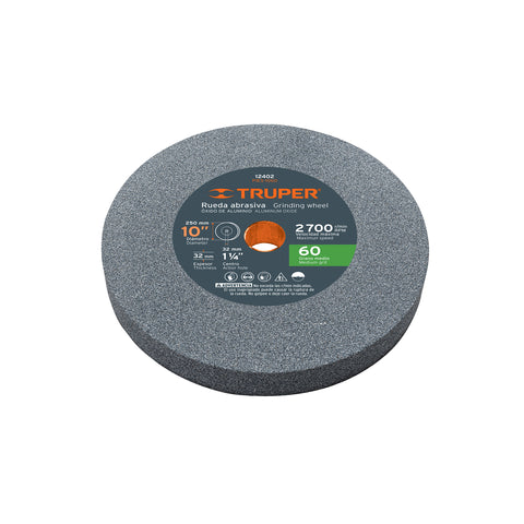 Rueda abrasiva p/esmeril 10'x32mm, óxido aluminio, grano 60 | PIES-1060 | 12402