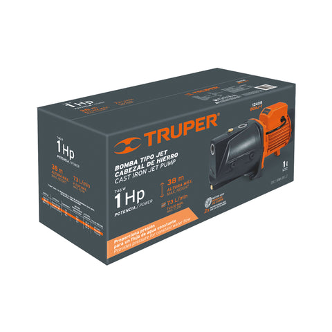 Bomba tipo jet, cabezal de hierro, 1 HP, TRUPER | BOAJ-1 | 12408