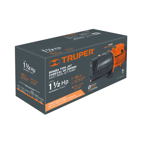 Bomba tipo jet, cabezal de hierro, 1-1/2 HP, TRUPER | BOAJ-1-1/2 | 12409