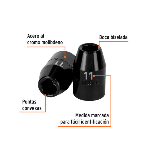 Dado cuadro 1/2' de impacto 6 puntas de 11 mm, Truper | D-7411-M | 12411
