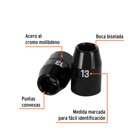 Dado cuadro 1/2' de impacto 6 puntas de 13 mm, Truper | D-7413-M | 12413