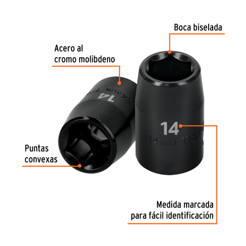 Dado cuadro 1/2' de impacto 6 puntas de 14 mm, Truper | D-7414-M | 12414