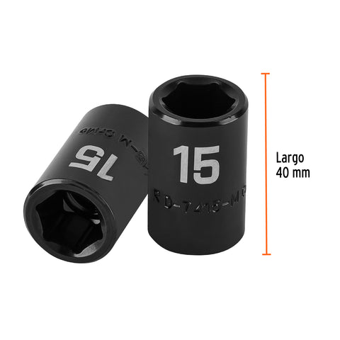 Dado cuadro 1/2' de impacto 6 puntas de 15 mm, Truper | D-7415-M | 12415