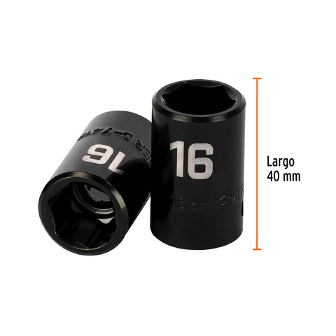 Dado cuadro 1/2' de impacto 6 puntas de 16 mm, Truper | D-7416-M | 12416