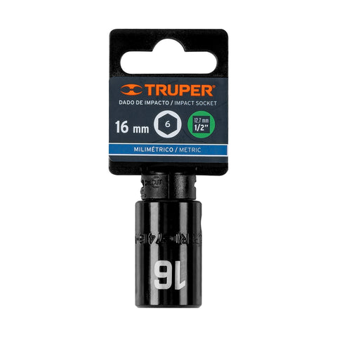 Dado cuadro 1/2' de impacto 6 puntas de 16 mm, Truper | D-7416-M | 12416