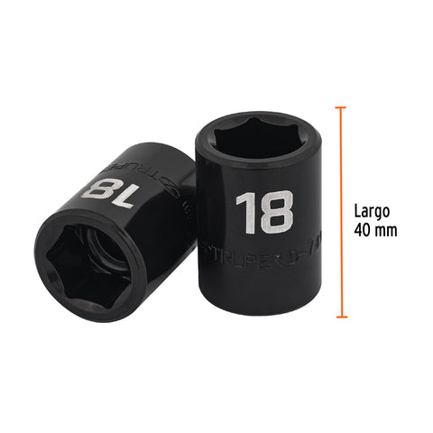 Dado cuadro 1/2' de impacto 6 puntas de 18 mm, Truper | D-7418-M | 12418