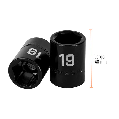 Dado cuadro 1/2' de impacto 6 puntas de 19 mm, Truper | D-7419-M | 12419