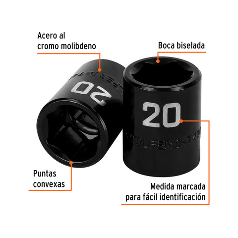 Dado cuadro 1/2' de impacto 6 puntas de 20 mm, Truper | D-7420-M | 12420