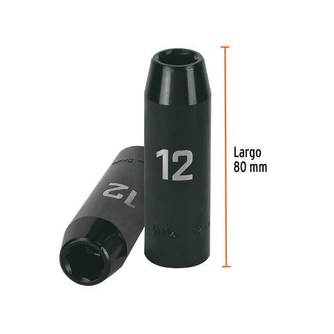 Dado largo cuadro 1/2' de impacto 6 puntas de 12 mm, Truper | D-7312-ML | 12424
