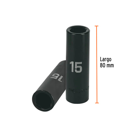 Dado largo cuadro 1/2' de impacto 6 puntas de 15 mm, Truper | D-7315-ML | 12427