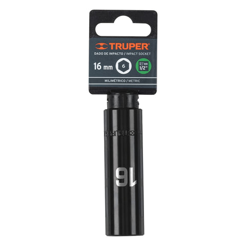 Dado largo cuadro 1/2' de impacto 6 puntas de 16 mm, Truper | D-7316-ML | 12428