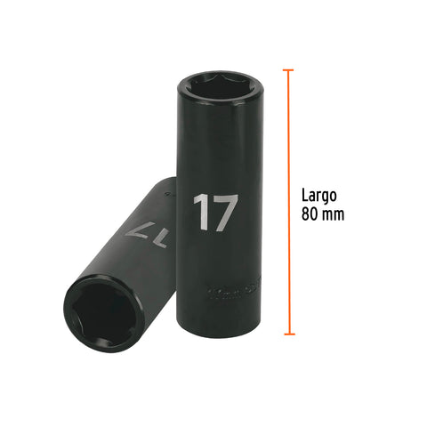 Dado largo cuadro 1/2' de impacto 6 puntas de 17 mm, Truper | D-7317-ML | 12429