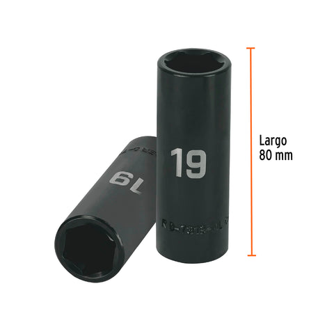 Dado largo cuadro 1/2' de impacto 6 puntas de 19 mm, Truper | D-7319-ML | 12431